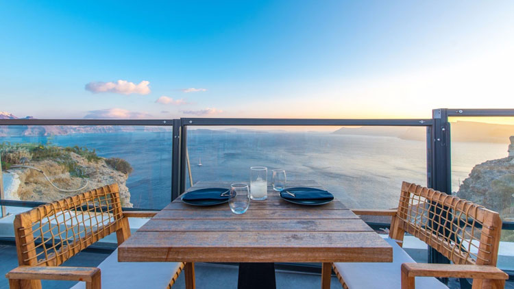Table for Two at Black Rock Restaurant, Santorini Secret Suites & Spa