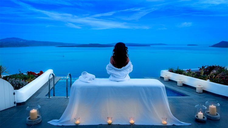 Woman Relaxing at Santorini Secret Spa - Travelive Blog