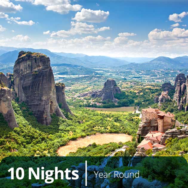 Meteora Panoramic Views – Mainland Greece and Crete Vacation Bundles, Travelive, Luxury Travel 